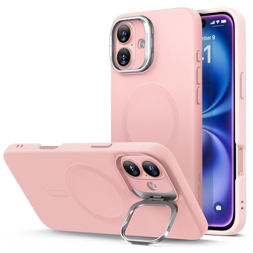 RNOZX für iPhone 15 16 Pro Max Schutzhülle in Premiumqualität für iPhone 15 Plus 16 Plus Silikonhülle mit Ständer (für iPhone 15 Pro/Pink) von RNOZX