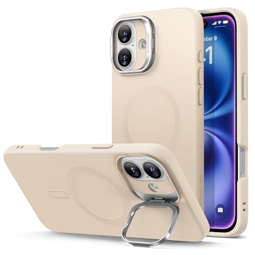 RNOZX für iPhone 15 16 Pro Max Schutzhülle in Premiumqualität für iPhone 15 Plus 16 Plus Silikonhülle mit Ständer (für iPhone 16 Pro Max/Beige) von RNOZX
