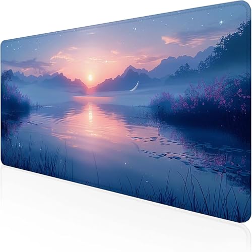 Boot Mauspad 600x300mm, Gaming Mauspad Puderblau Schreibtischunterlage with Stitched Edges Wassxerdicht Non-Slip Rubber Base Desk Mat für Pc, Büro Gaming Zubehör Laptop, Geschenke für Männer J-8 von RNXAOPEN