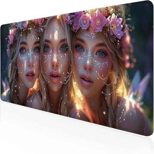 Frau Mauspad 1500 x 800 mm, Gaming Mauspad Rosa Schreibtischunterlage with Stitched Edges Wassxerdicht Non-Slip Rubber Base Desk Mat für Pc, Büro Gaming Zubehör Laptop, Geschenke für Männer 2-0 von RNXAOPEN