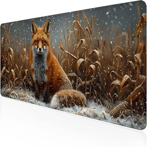 Fuchs Mauspad (1500 x 800 mm), Gaming Mauspad Orange Farbe Schreibtischunterlage with Stitched Edges Wassxerdicht Non-Slip Rubber Base Desk Mat für Pc, Büro Gaming Zubehör Laptop, Geschenke 7-D von RNXAOPEN