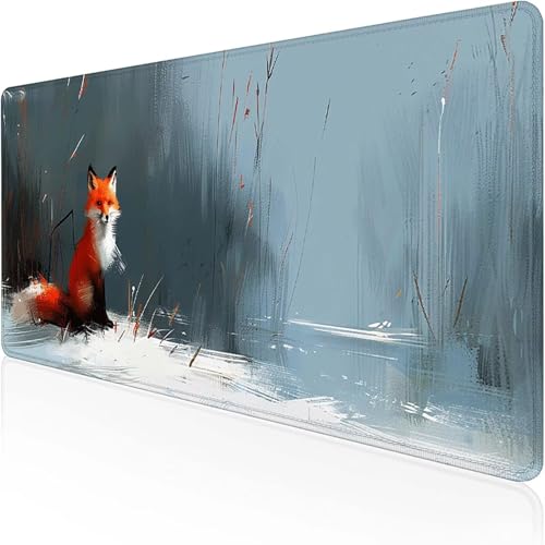 Fuchs Mauspad 800 x 400 x 3mm, Gaming Mauspad Weiß Schreibtischunterlage with Stitched Edges Wassxerdicht Non-Slip Rubber Base Desk Mat für Pc, Büro Gaming Zubehör Laptop, Geschenke für Männer B-Q Fuchs Mauspad 800 x 400 x 3mm, Gaming Mauspad Weiß Schreibtischunterlage with Stitched Edges Wassxerdicht Non-Slip Rubber Base Desk Mat für Pc, Büro Gaming Zubehör Laptop, Geschenke für Männer B-Q von RNXAOPEN