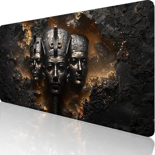 Gaming Mauspad Gelb Motiv, Pharao Mousepad XXL 800x400x3mm, Wasserfest Anti-Rutsch Schreibtisch Mouse Pad verbessert Präzision und Geschwindigkeit, Gaming Zubehör für Office Geschenk Zimmer Deko 4-Q-5 von RNXAOPEN