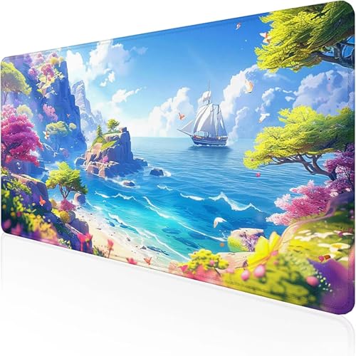 Kleine Insel Mauspad 800 x 300 mm, Gaming Mauspad Blau Schreibtischunterlage with Stitched Edges Wassxerdicht Non-Slip Rubber Base Desk Mat für Pc, Büro Gaming Zubehör Laptop, Geschenke 0-U Kleine Insel Mauspad 800 x 300 mm, Gaming Mauspad Blau Schreibtischunterlage with Stitched Edges Wassxerdicht Non-Slip Rubber Base Desk Mat für Pc, Büro Gaming Zubehör Laptop, Geschenke 0-U von RNXAOPEN