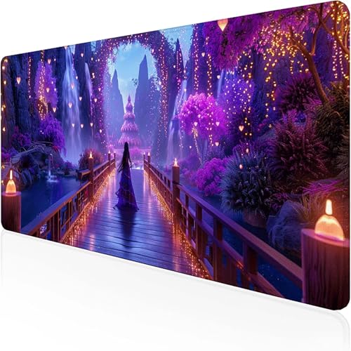 Kunst Mauspad 1000 x 500 mm, Gaming Mauspad Lila Schreibtischunterlage with Stitched Edges Wassxerdicht Non-Slip Rubber Base Desk Mat für Pc, Büro Gaming Zubehör Laptop, Geschenke für Männer D-9 von RNXAOPEN