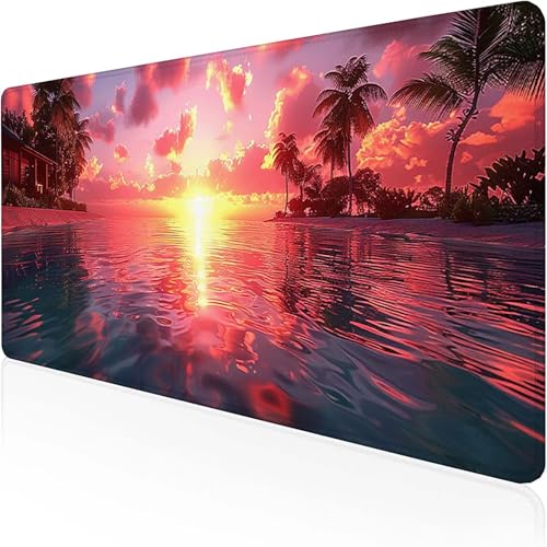 Mauspad Ozean Mousepad XXL (900 x 400 mm) Orange Farbe Gaming Mauspad with Stitched Edges Wasserdicht rutschfest Maus Pad für Bürozubehör Laptop Verbessert Präzision und Geschwindigkei, Geschenke 8-4 von RNXAOPEN