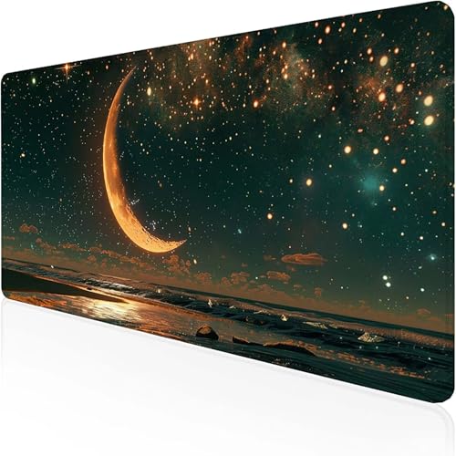 Stern Mauspad (1000 x 500 mm), Gaming Mauspad Blau Schreibtischunterlage with Stitched Edges Wassxerdicht Non-Slip Rubber Base Desk Mat für Pc, Büro Gaming Zubehör Laptop, Geschenke für Männer L-4 von RNXAOPEN