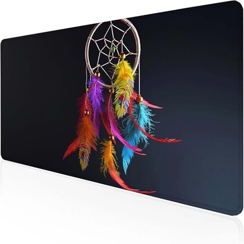 Traumfänger Mauspad 1000 x 500 mm, Gaming Mauspad Farbe Schreibtischunterlage with Stitched Edges Wassxerdicht Non-Slip Rubber Base Desk Mat für Pc, Büro Gaming Zubehör Laptop, Geschenke 9-3 von RNXAOPEN
