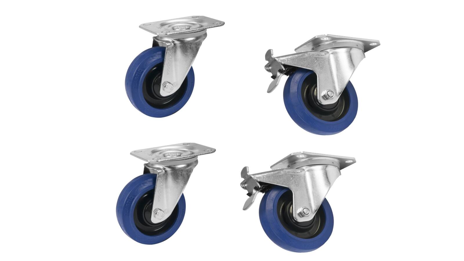ROADINGER Set Lenkrollen 100mm blau 2x RD-100 + 2x RD-100B mit Bremse ROADINGER Set Lenkrollen 100mm blau 2x RD-100 + 2x RD-100B mit Bremse von ROADINGER