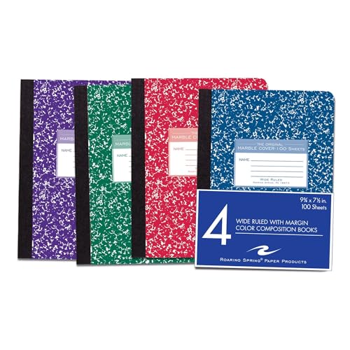 Roaring Spring Asst Color Cover Composition Book, 9 3/4" x 7 1/2", Wide Ruled, 100 sheets, 4/pack von ROARING SPRING