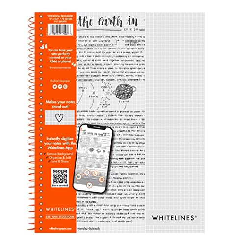 Whitelines Notizbuch, Drahtkammbindung, Graph, 70 Bögen, volle Größe grau von ROARING SPRING