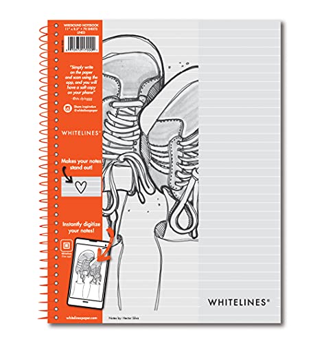 Whitelines Notizbuch, Drahtkammbindung, liniert, 70 Blätter, volle Größe grau von ROARING SPRING