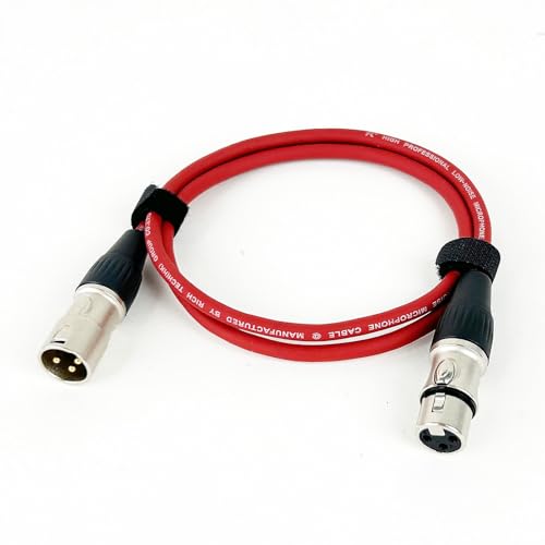 ROBAUN 0,29 M-15 M 3Pin Kabel Männlich Zu Weiblich M/F Stecker Audio Kabel Folie + Geflochtene Abgeschirmt for mikrofon Mischer Verstärker(Rosso,1M) von ROBAUN