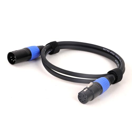 ROBAUN 0,3–15 m 5-poliger XLR-Kabeladapter mit bunten Anschlüssen, DMX512-XLR-Stecker auf Buchse, DMX-Kabel(BK-BU,5m) von ROBAUN
