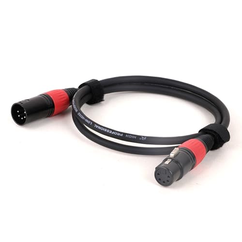 ROBAUN 0,3–15 m 5-poliger XLR-Kabeladapter mit bunten Anschlüssen, DMX512-XLR-Stecker auf Buchse, DMX-Kabel(BK-RD,2.9M) von ROBAUN