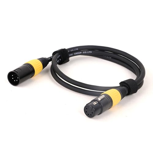 ROBAUN 0,3–15 m 5-poliger XLR-Kabeladapter mit bunten Anschlüssen, DMX512-XLR-Stecker auf Buchse, DMX-Kabel(BK-YE,5m) von ROBAUN