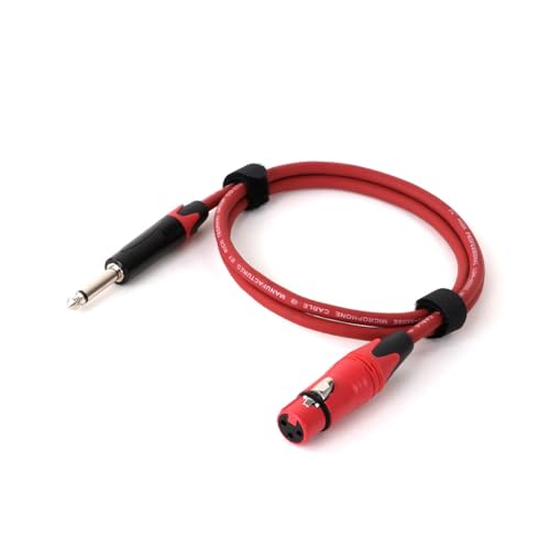 ROBAUN 1 STÜCK 0,3–15 M Mikrofonkabel 6,35/6,5-Stecker auf XLR-Buchse, 1/4-Zoll-TS-auf-XLR-Mikrofon-Audiokabel for Lautsprecher, Gitarrenverstärker(Rosso,1M) von ROBAUN