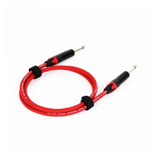 ROBAUN 1PC 1/4'' TS Instrumentenkabel 6,35mm Stecker Audiokabel 6,35mm Unsymmetrisches Kabel for E-Gitarre Bass Keyboard Mixer(Rosso,0.29m) von ROBAUN