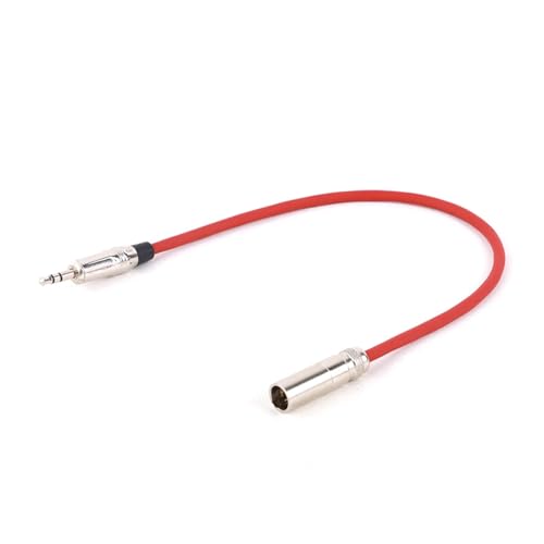 ROBAUN 1PC 3-Pin Mini Stecker Auf Jack 3,5mm Stecker Stereo Audio 1/8 "Stecker Auf Mini Stecker Adapter Kabel for Kamera Kopfhörer(Red-BK,0.29m) von ROBAUN