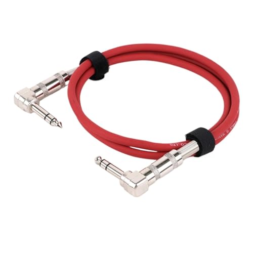 ROBAUN 1PC 6,35 MM Stereo Audio Ausgewogene TS/ 1/4 Winkel Zu Winkel Lautsprecher Verstärker Kabel for Gitarre Keyboard‎ Dual Kanal kabel(Rosso,5m) von ROBAUN