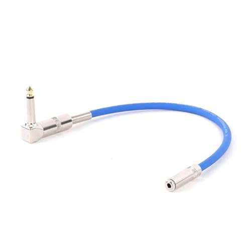 ROBAUN 1PC 90 Grad rechtwinklig 1/4 TS 6,35 Stecker auf 3,5 mm Buchse Stereo Audio Kabel Linie rechtwinklig gebogen 6,35 auf 3,5 Audiokabel(Blu,2m) von ROBAUN
