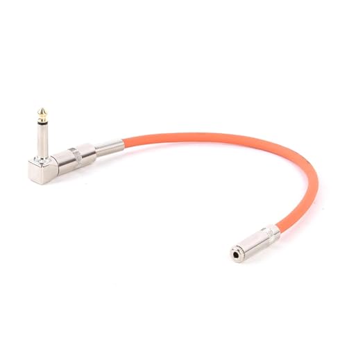 ROBAUN 1PC 90 Grad rechtwinklig 1/4 TS 6,35 Stecker auf 3,5 mm Buchse Stereo Audio Kabel Linie rechtwinklig gebogen 6,35 auf 3,5 Audiokabel(Orange,0.5m) von ROBAUN