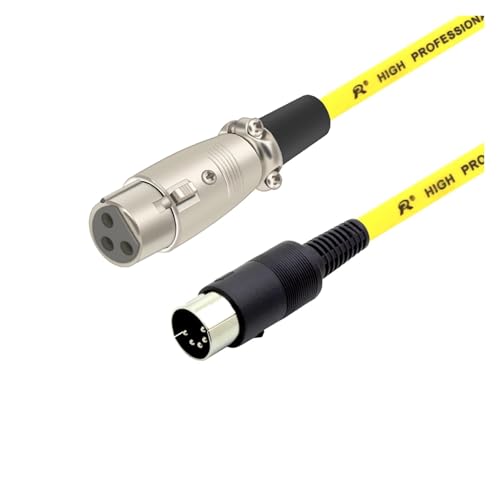 ROBAUN 1PC DIN-zu-Adapterkabel, DIN 5-poliges auf 3-poliges Audiokabel for passende Musikinstrumente oder Kabel mit DIN oder Stecker(F-Yellow,5m) von ROBAUN