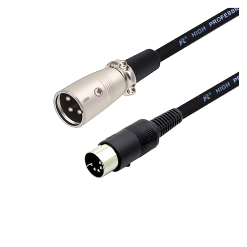 ROBAUN 1PC DIN-zu-Adapterkabel, DIN 5-poliges auf 3-poliges Audiokabel for passende Musikinstrumente oder Kabel mit DIN oder Stecker(M-Black,5m) von ROBAUN