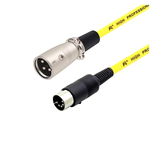 ROBAUN 1PC DIN-zu-Adapterkabel, DIN 5-poliges auf 3-poliges Audiokabel for passende Musikinstrumente oder Kabel mit DIN oder Stecker(M-Yellow,10m) von ROBAUN
