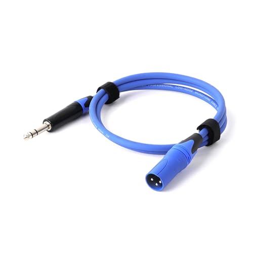 ROBAUN 1PC Mikrofonkabel XLR 3-Pin auf Jack 6,5 mm Mic Aux Cord TRS 6,35 mm/6,5 mm Stecker auf XLR Male Cord for AMP Pro Audio(Blu,15m) von ROBAUN