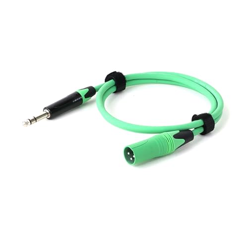 ROBAUN 1PC Mikrofonkabel XLR 3-Pin auf Jack 6,5 mm Mic Aux Cord TRS 6,35 mm/6,5 mm Stecker auf XLR Male Cord for AMP Pro Audio(Green,8m) von ROBAUN