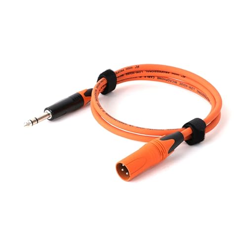 ROBAUN 1PC Mikrofonkabel XLR 3-Pin auf Jack 6,5 mm Mic Aux Cord TRS 6,35 mm/6,5 mm Stecker auf XLR Male Cord for AMP Pro Audio(Orange,15m) von ROBAUN