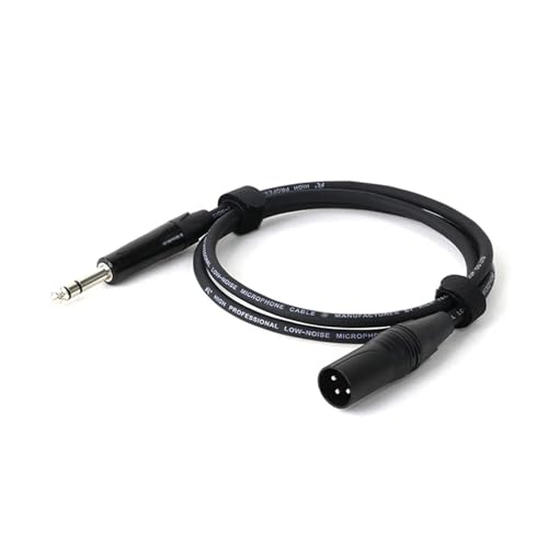 ROBAUN 1PC Mikrofonkabel XLR 3-Pin auf Jack 6,5 mm Mic Aux Cord TRS 6,35 mm/6,5 mm Stecker auf XLR Male Cord for AMP Pro Audio(Svart,5m) von ROBAUN