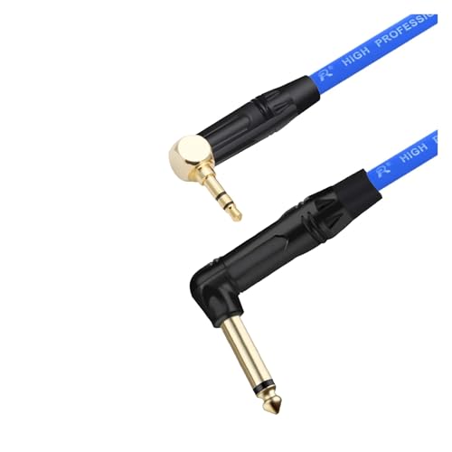 ROBAUN 1PC Rechtwinklig 6,35 Jack Auf 3,5 Stereo Jack Unsymmetrische Lautsprecher Verstärker Kabel for Gitarre Tastatur Kabel(Blu,8m) von ROBAUN