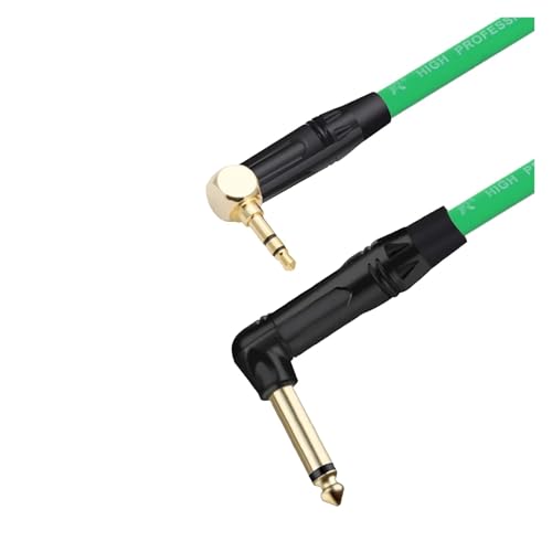 ROBAUN 1PC Rechtwinklig 6,35 Jack Auf 3,5 Stereo Jack Unsymmetrische Lautsprecher Verstärker Kabel for Gitarre Tastatur Kabel(Green,8m) von ROBAUN