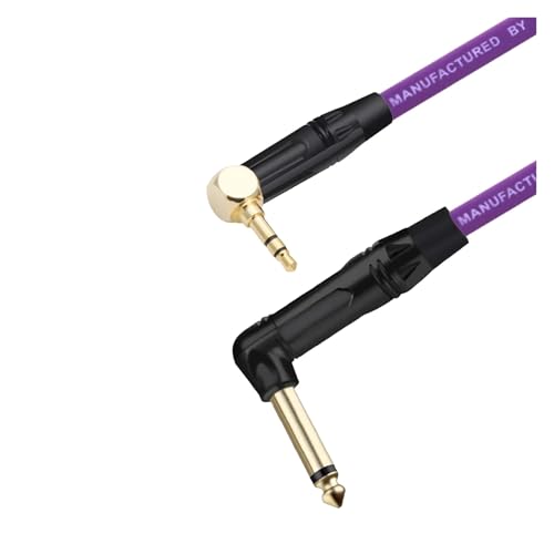ROBAUN 1PC Rechtwinklig 6,35 Jack Auf 3,5 Stereo Jack Unsymmetrische Lautsprecher Verstärker Kabel for Gitarre Tastatur Kabel(Purple,2.9M) von ROBAUN