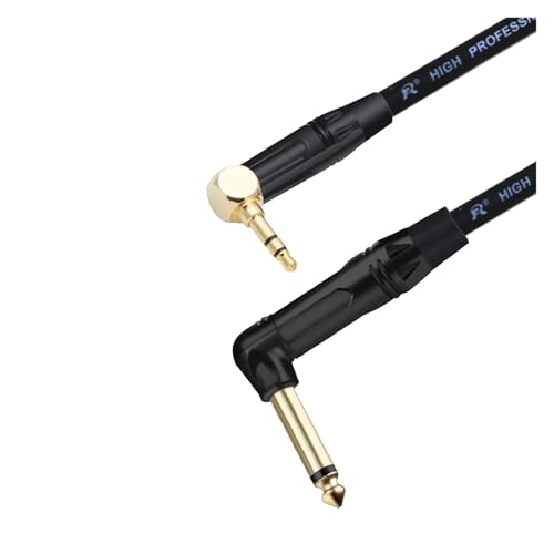 ROBAUN 1PC Rechtwinklig 6,35 Jack Auf 3,5 Stereo Jack Unsymmetrische Lautsprecher Verstärker Kabel for Gitarre Tastatur Kabel(Svart,0.29m) von ROBAUN
