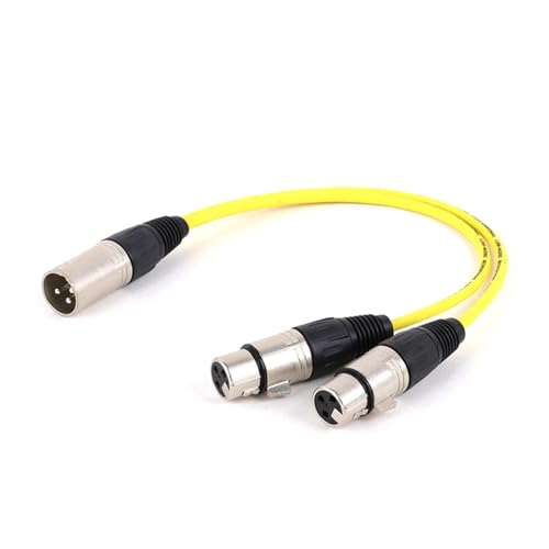 ROBAUN 1PC Symmetrisches XLR-Y-Splitterkabel Mikrofonkabel-3Pin 1 Stecker auf 2 Buchsen XLR-Stecker Y-Kabel 0,3-5M(Yellow-SL,2.9M) von ROBAUN