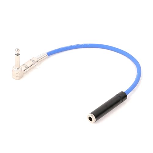 ROBAUN 1PC rechtwinklig 6,35 Stecker auf 6,35 Stereo Buchse Audiokabel Linie 1/4 Zoll TS Stecker auf Buchse Kabel 0,29 M-15 M(Blu,15m) von ROBAUN