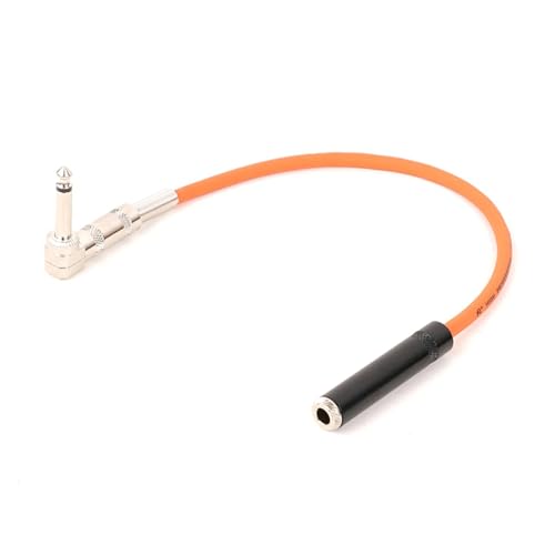 ROBAUN 1PC rechtwinklig 6,35 Stecker auf 6,35 Stereo Buchse Audiokabel Linie 1/4 Zoll TS Stecker auf Buchse Kabel 0,29 M-15 M(Orange,5m) von ROBAUN