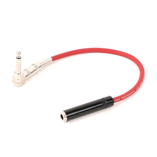ROBAUN 1PC rechtwinklig 6,35 Stecker auf 6,35 Stereo Buchse Audiokabel Linie 1/4 Zoll TS Stecker auf Buchse Kabel 0,29 M-15 M(Rosso,0.5m) von ROBAUN