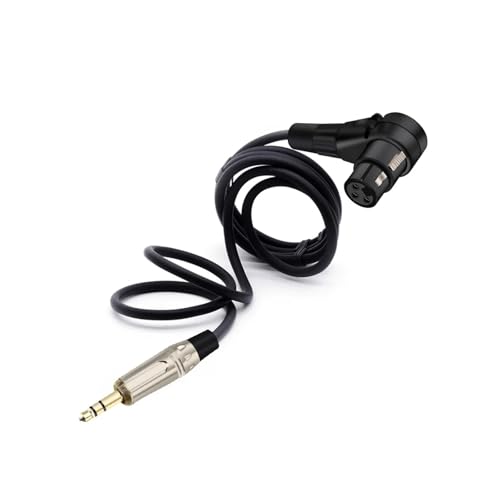 ROBAUN 3,5-mm-Stereo-Buchse auf 3-poligen XLR-Anschluss, 90 Grad rechtwinklig, weibliches Mikrofon-Audiokabel, gebogen, multidirektional(Black Black,1m) von ROBAUN