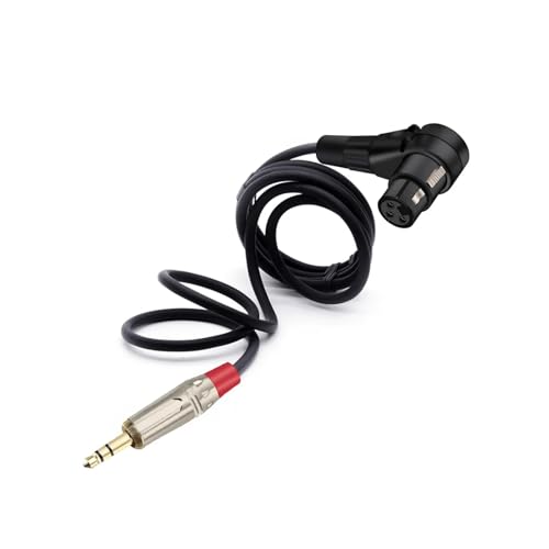 ROBAUN 3,5-mm-Stereo-Buchse auf 3-poligen XLR-Anschluss, 90 Grad rechtwinklig, weibliches Mikrofon-Audiokabel, gebogen, multidirektional(Black Red,5M) von ROBAUN