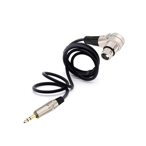 ROBAUN 3,5-mm-Stereo-Buchse auf 3-poligen XLR-Anschluss, 90 Grad rechtwinklig, weibliches Mikrofon-Audiokabel, gebogen, multidirektional(Silver Black,2m) von ROBAUN