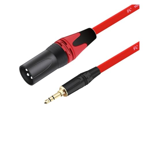 ROBAUN 3,5 mm auf 3-poliges Buchsen-/Steckerkabel, symmetrisch, 1/8 Zoll Mini-Buchse, Stereo-Stecker auf Mikrofon-Audiokabel, 0,29–15 m(B Red-RD-M,0.29m) von ROBAUN