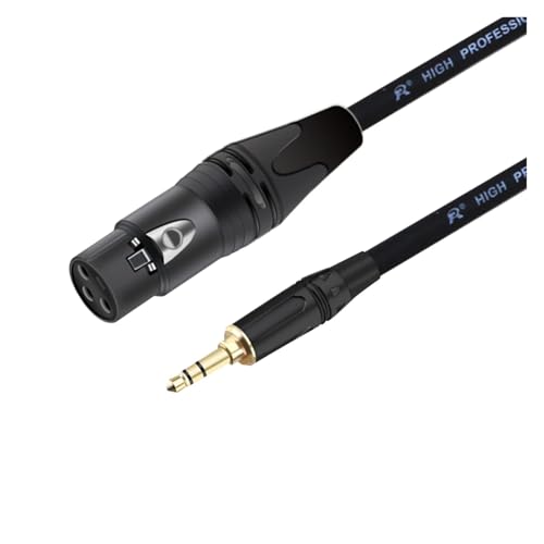 ROBAUN 3,5 mm auf 3-poliges Buchsen-/Steckerkabel, symmetrisch, 1/8 Zoll Mini-Buchse, Stereo-Stecker auf Mikrofon-Audiokabel, 0,29–15 m(Black-BK-F,1.5m) von ROBAUN