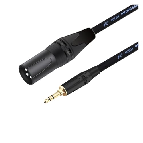 ROBAUN 3,5 mm auf 3-poliges Buchsen-/Steckerkabel, symmetrisch, 1/8 Zoll Mini-Buchse, Stereo-Stecker auf Mikrofon-Audiokabel, 0,29–15 m(Black-BK-M,0.29m) von ROBAUN