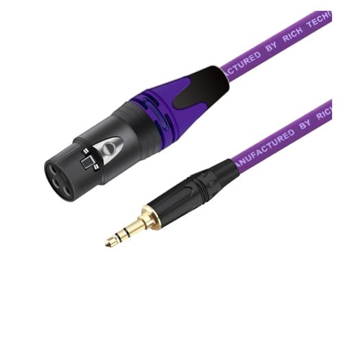 ROBAUN 3,5 mm auf 3-poliges Buchsen-/Steckerkabel, symmetrisch, 1/8 Zoll Mini-Buchse, Stereo-Stecker auf Mikrofon-Audiokabel, 0,29–15 m(Purple-VT-F,0.29m) von ROBAUN