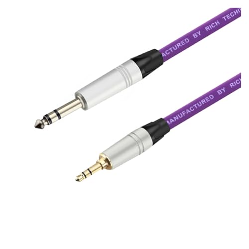 ROBAUN 3,5 mm auf 6,35 mm Stereo-Klinkenstecker-Audiokabel, 1/4 bis 1/8 Aluminium-Shell-Anschluss, Gitarrenkabel, 0,3 m, 1 m, 2 m, 2,9 m, 5 m, 8 m, 15 m(BK-Purple,0.29m) von ROBAUN