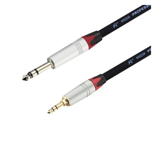 ROBAUN 3,5 mm auf 6,35 mm Stereo-Klinkenstecker-Audiokabel, 1/4 bis 1/8 Aluminium-Shell-Anschluss, Gitarrenkabel, 0,3 m, 1 m, 2 m, 2,9 m, 5 m, 8 m, 15 m(RD-Black,8m) von ROBAUN